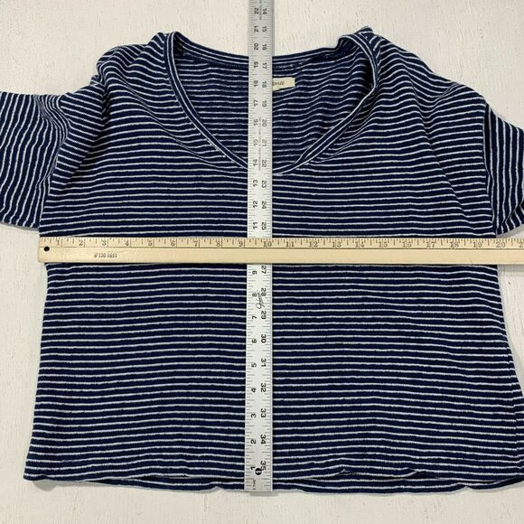 Madewell Wild Ginger Striped Shirt Women's Size M Puffed Mid Sleeve U Neck Top - Picture 7 of 13